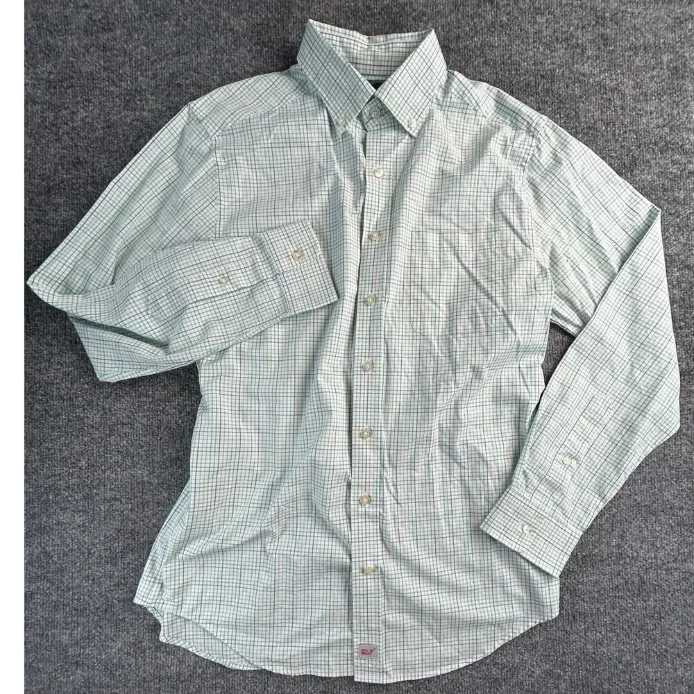Vineyard Vines Slim Fit Murray Shirt Men's M Green Blue Plaid Cotton Button Down - Picture 1 of 8